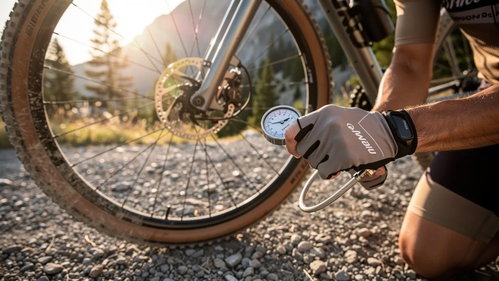 Pression pneus gravel — tableaux par poids terrain largeur tubeless chambre