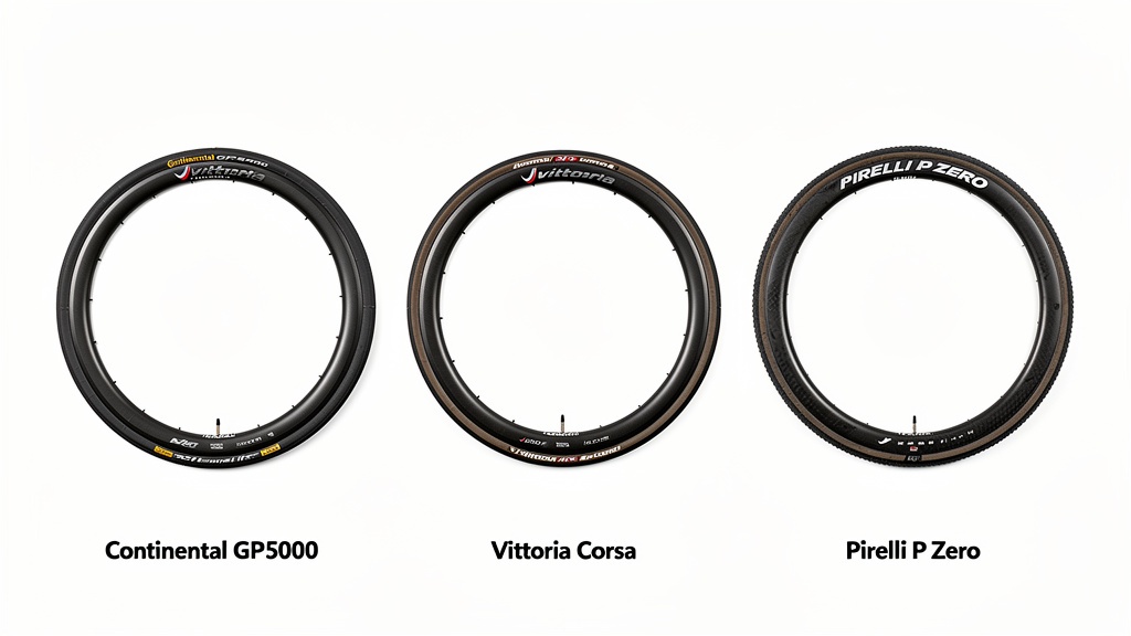 Comparatif pneus vélo route 2026 — Continental GP5000, Vittoria Corsa Pro, Pirelli P Zero