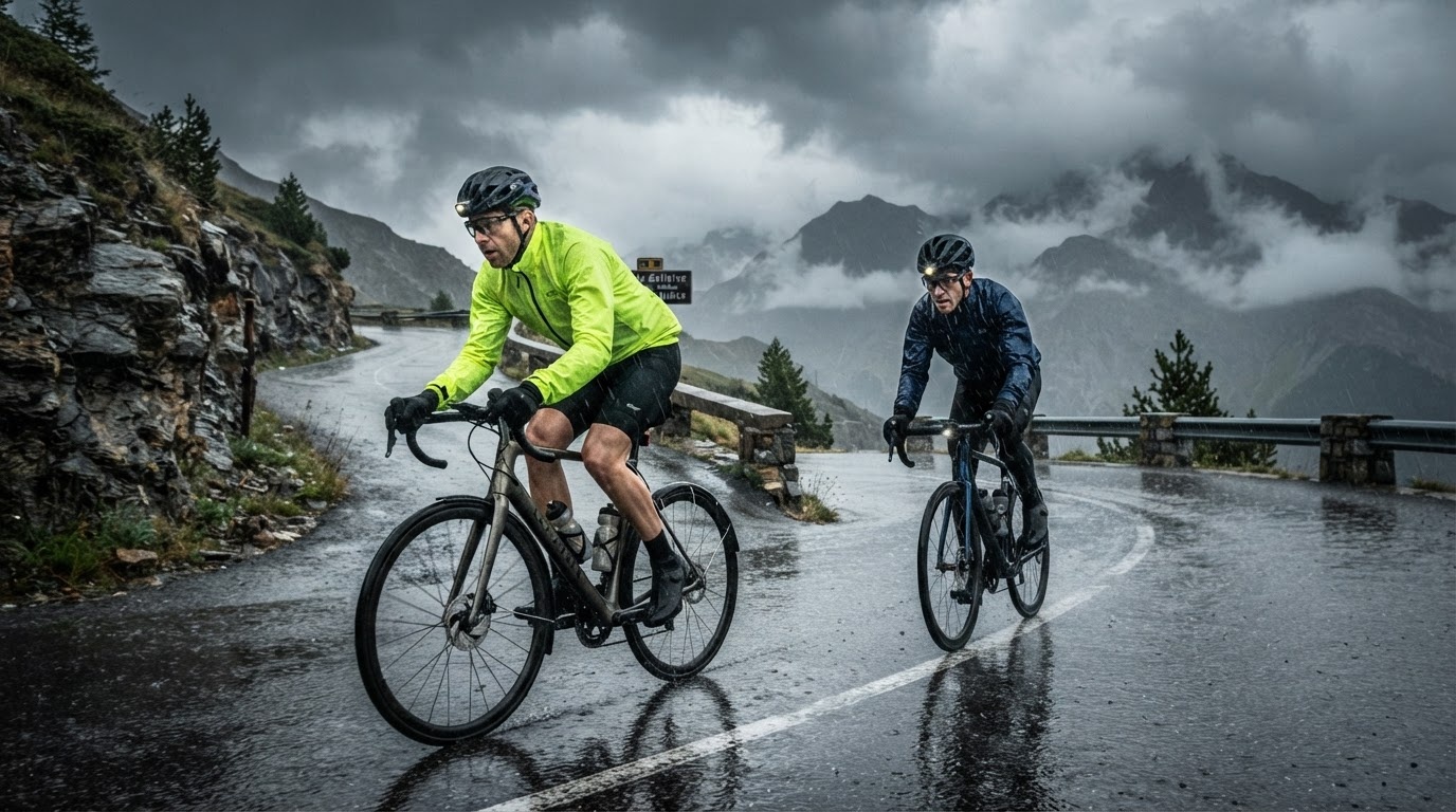 Vélo sous la pluie : sécurité, équipement pneus, veste imperméable, éclairage — guide complet